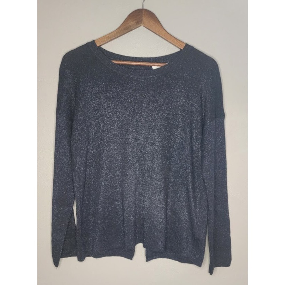 FRNCH Paris Metallic Midnight Blue Open Back Tied Bow Sweater Evening Ware Med